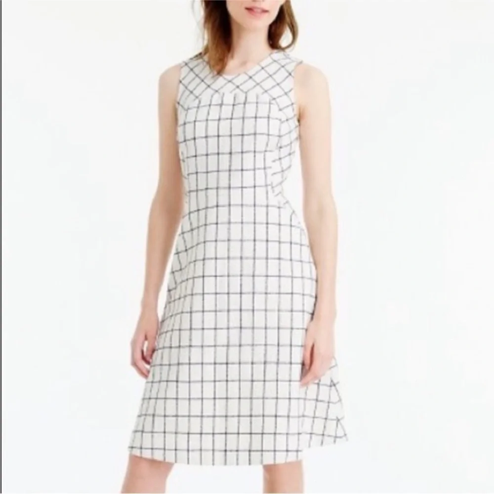J Crew Windowpane Sleeveless Fit and Flare Dress